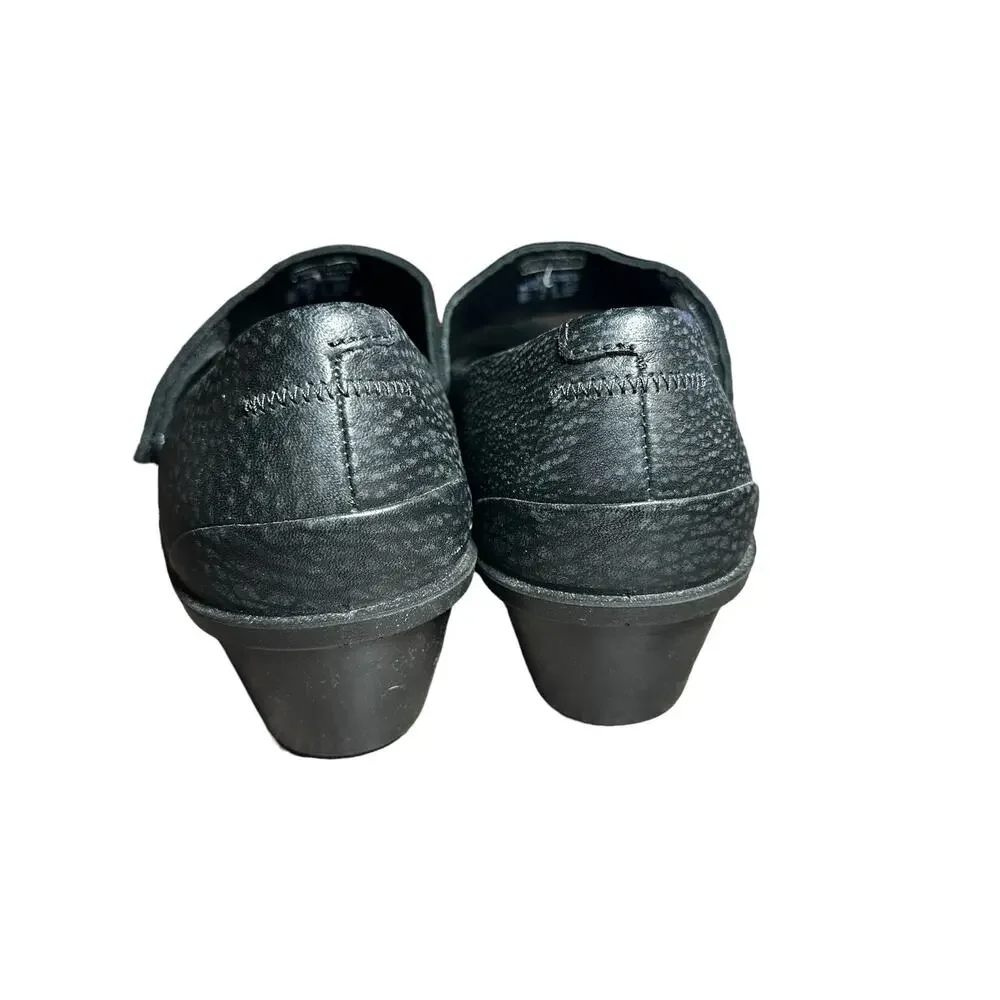 Ecco Skyler Mary Jane Black Leather Wedges Size 38 US 7 comfort hook and loop